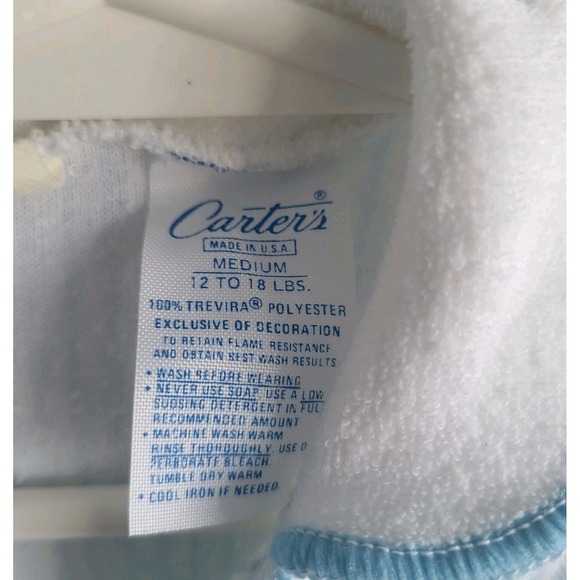 vintage baby sleeper baseball style stripes clown face on feet medium white blue - Picture 6 of 9